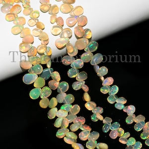 Ethiopian Opal Pear Beads, Natural Opal Beads, 4X6-5x8mm Fire Opal Smooth Beads, Ethiopian Opal Beads, Opal Briolette Beads,