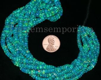 Smooth Plain Blue Opal Rondelle Beads, 3-5mm Blue Opal Rondelles, Opal Plain Beads, Blue Opal Beads, Opal Beads, Opal Rondelle Beads Jewlery