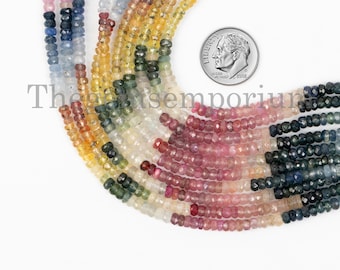 3-3.5 mm Multi Sapphire Rondelle Beads, Multi Sapphire Beads, Multi Sapphire Faceted Beads, Multi Sapphire Wholesale Beads,Sapphire Gemstone