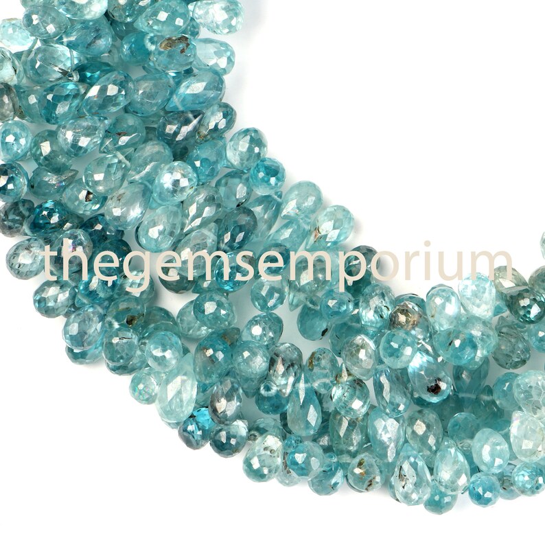 Blue Zircon Faceted Beads Blue Zircon Beads Blue Zircon Blue Zircon Briolette Faceted Drops Beads Blue Zircon Drops Beads Zircon Beads