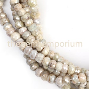 White Silverite Faceted Rondelle Shape Beads, Natural Corundum Faceted Rondelle Beads, White Silverite Faceted Beads, White Silverite Beads