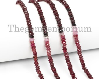 Cuentas redondas de rubí sombreado, gema facetada (2,75-3 mm) para la fabricación de joyas.