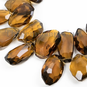 Whisky Quartz Faceted Nuggets Beads, Extremely Rare Whisky Quartz Fancy Beads, Fancy Nuggets Beads, Faceted Gemstone Beads