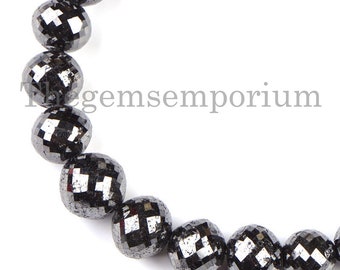 Top Quality Black Diamond 8-11mm Rondelle Beads, Black Diamond Beads, Diamond Beads, Natural Diamond Beads, Black Diamond Rondelle Necklace