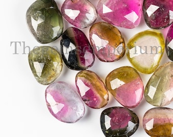 Rare! Bio Tourmaline Rose Cut Stones, Tourmaline Polki Gemstone,Multi Bio Tourmaline Loose,AAA+ Top Quality Faceted Loose Stones for Jewelry