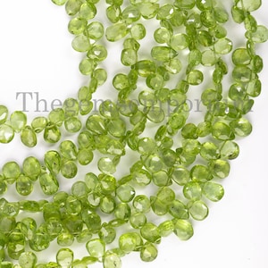 AA Quality Peridot Faceted Pear Shape Briolettes Beads, 4X6-5X7mm Peridot Pear Beads, Peridot Faceted Beads, Peridot , Peridot Beads