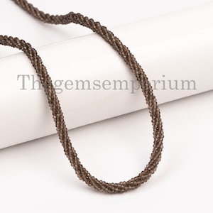 One Piece! Dark Color Smoky Quartz Necklace, Faceted Rondelle Gemstone Jewelry, 925 Silver Lock Necklace, Twisted Necklace, For Mother&#39;s Day