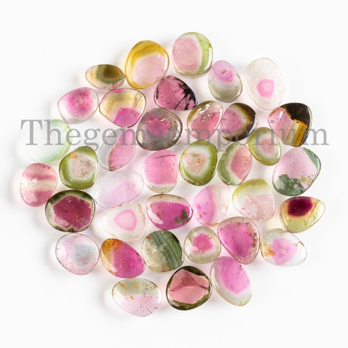 Natural Watermelon Tourmaline Slices, Smooth Polished Tourmaline, 5x7-7x10mm AAA Quality Loose retailer Gemstone, Tourmaline Gemstone, Smooth Slices