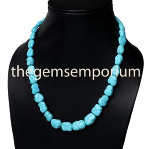 IGI Certified Turquoise Organic Nugget Beads,Turquoise Fancy Nugget Necklace With Silver Hook, Turquoise Nugget Necklace, Turquoise Necklace