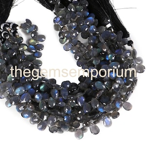 Natural Labradorite Faceted Beads, Labradorite Faceted Pear Gemstone Beads, Faceted Labradorite Pear Shape Beads, Labradorite Faceted Beads