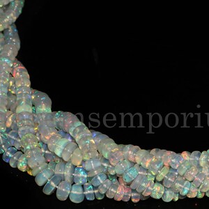 Ethiopian Opal Plain Rondelle,  4.5-7mm Smooth Rondelle Beads, Opal Rondelle Beads,Sparky Opal Beads,Ethiopian Opal Roundel Beads
