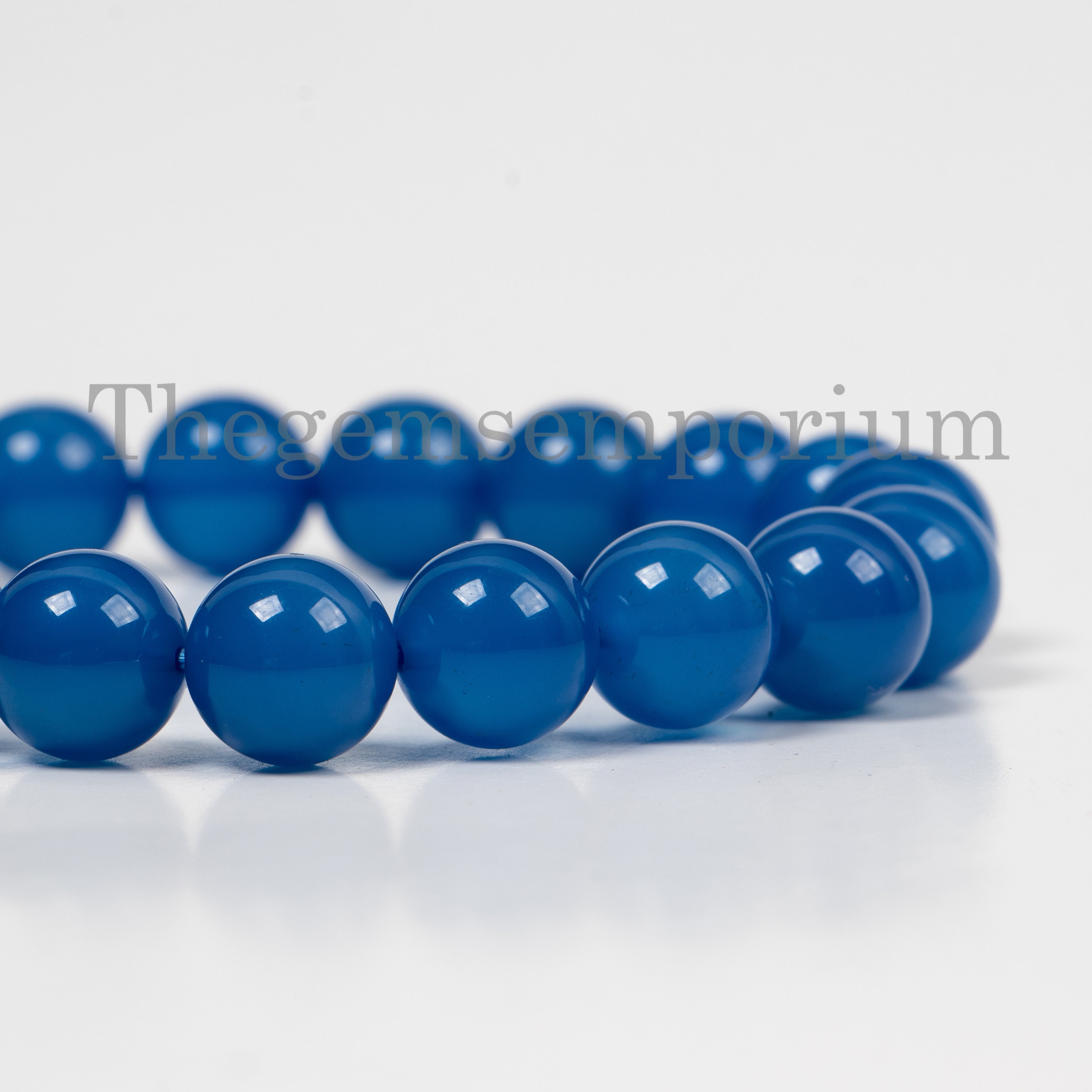 Bracciale Elastico Sfera Tonda Agata Vene Drago Blu - Gioiello Yuteng 1 Filo 7,5 Cm