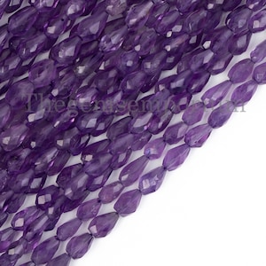 Dark Amethyst Faceted Straight Drill Drop Beads, Amethyst Tear Drop Beads, Amethyst Faceted Beads,Amethyst Drop Briolette Bead for Jewelry,