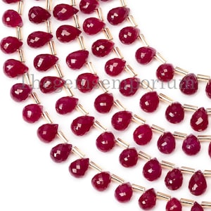 Ruby Faceted Tear Drop Beads, 4x5-6x9mm Ruby Drop Beads Briolette, Ruby Beads, Faceted Beads, Tear Drop Beads, Briolettes