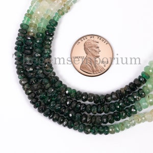 Stunning! Shaded Emerald Faceted Beads, Shaded Emerald Rondelle Beads Strand, Emerald 4-4.5 mm Briolette Beads, Loose Emerald Beads String