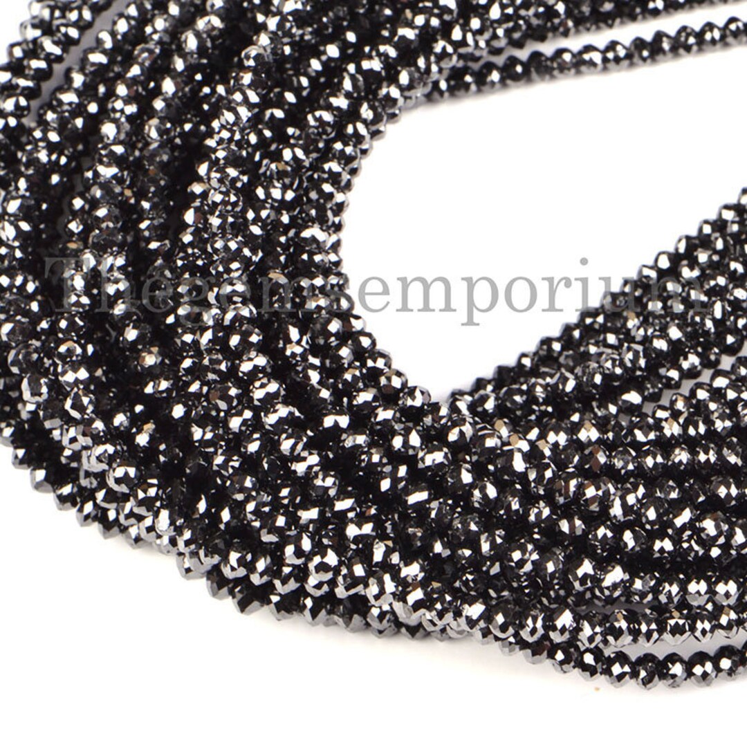 22.80mm Top Quality Black Diamond Faceted Rondelle Beads, Diamond