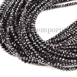 2-2.80mm Top Quality Black Diamond Faceted Rondelle Beads, Diamond Faceted Beads, Black Diamond Beads, Diamond Strand, Diamond Beads
