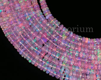 Pink Ethiopian Opal  Rondelle,  Gemstone Beads, Pink Opal Beads, 3-5 mm Opal Rondelle, Fire Pink Opal Smooth Beads, Jewelry Making Beads