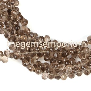 Smoky Quartz Faceted Drop Briolette,  3.5x5-4x5.5MM Smoky Quartz Drop Beads Side Drill, Smoky Quartz Fancy Shape Beads, Smoky Quartz  Beads