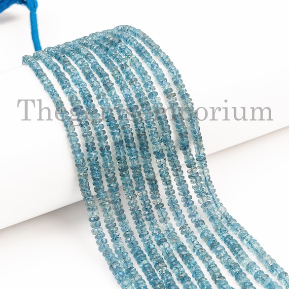 Top Quality Santa Maria Aquamarine Faceted Rondelle, Natural Aquamarine Rondelle Beads, Santa Maria Aquamarine Faceted Beads, Rondelle Beads