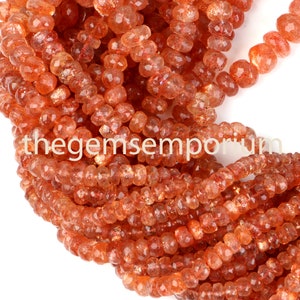 4.5-11MM Sunstone Beads, Sunstone Rondelle Beads, Sunstone Faceted Rondelle Beads, AAA Quality, Sunstone Rondelle, Sunstone Wholesale Beads