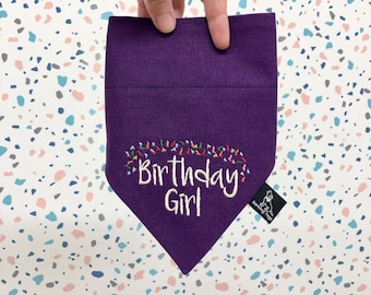 Dog Bandana - Dog Collar Bandana - Birthday Girl (Confetti)