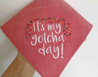 Gotcha Day Embroidered Dog Bandana: Easy Slip Over the Collar