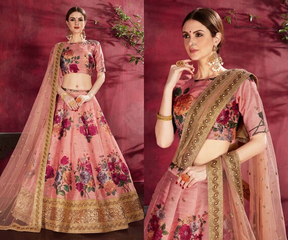 sabyasachi peach bridal lehenga