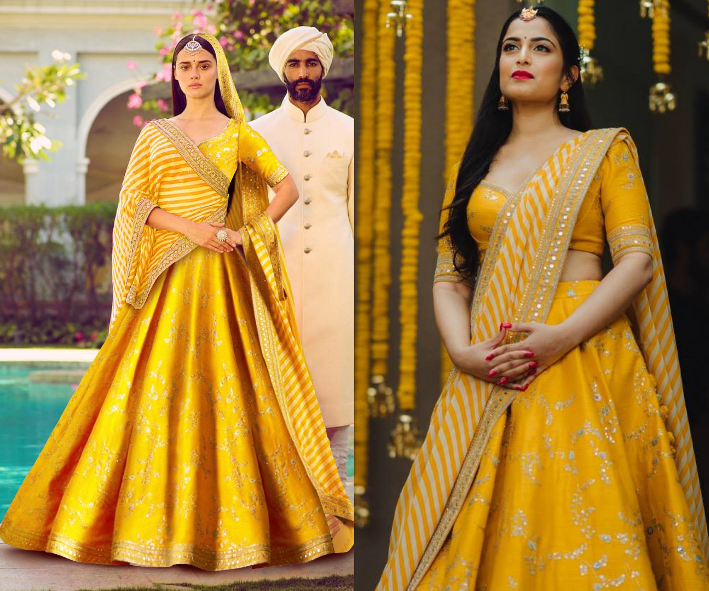 Sabyasachi Yellow Floral Embroidery 
