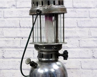 Antique Brass Kerosene Lantern: 1970s Petromax Camping Light