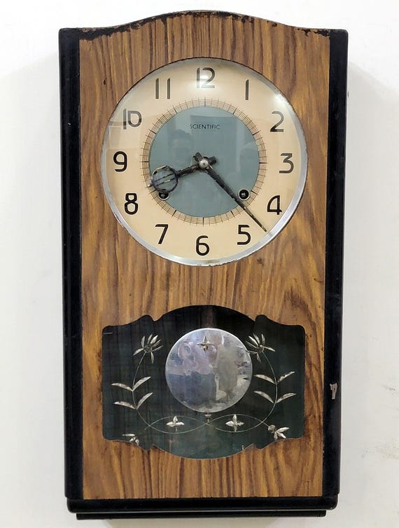 Vintage Scientific Wooden Pendulum Wall Clock: Antique Home Decor