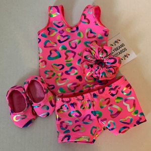 18&quot; Doll Complete 4 Piece Dance Gymnastics Leotard Outfit Set to Fit American Girl Dolls or Other 18&quot; Dolls