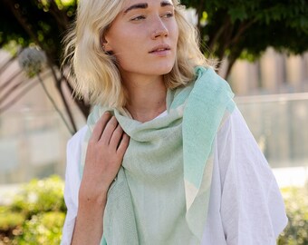 Elegant woman scarf, Shawl for wedding, Extra big linen scarf wrap, Gift for her, Summer scarves