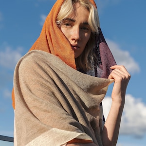 Large eco linen scarf, Boho style oversize summer wrap