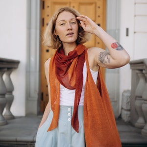 Bandana d'été 100 % lin, Sac de plage et couvre-chef en lin, Ensemble de deux châles triangulaires et sac fourre-tout
