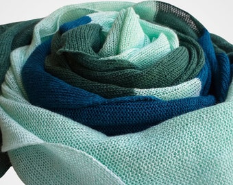 Linen Scarf, Mint, Green, Turquoise, Women's Shawl, Linen Accessory, Linen Gift, Unisex Scarf, Pure Linen Scarves