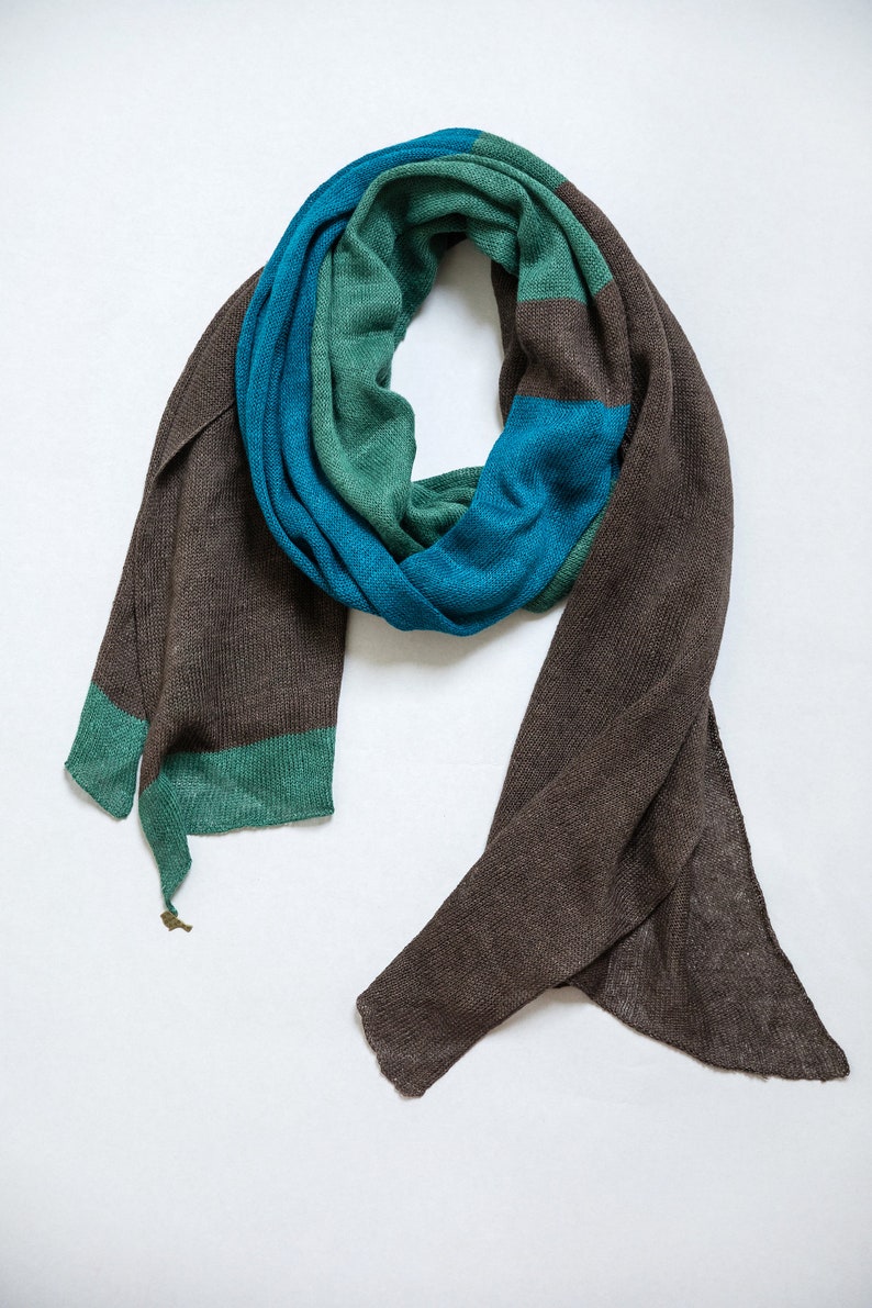 Introvert gift idea, Hand knitted long linen scarf, Women's summer linen, Boho style scarf, Skin friendly scarf Medium