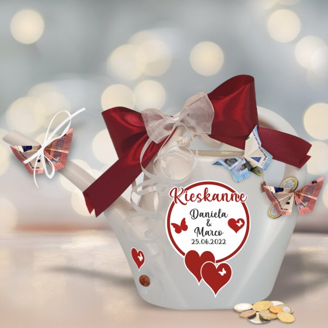 Geldgeschenk Kieskanne zur Hochzeit mit Schleifen Etsy.de