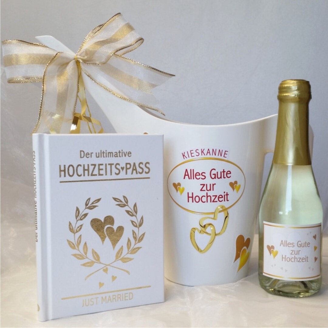 Geldgeschenk Kieskanne mit ultimativen Hochzeitspass und 22 Karat