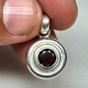 Handmade Boho Smoky Quartz Pendant: 925 Sterling Silver, 2.5 CM