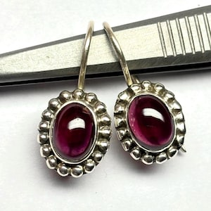 Garnet Earrings 925 Sterling Silver Handmade Gemstone January Birthstone Jewelry