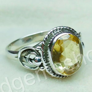 Natural Citrine Ring November Birthstone Ring 925 Silver Ring Yellow Stone Ring Art Deco Ring Statement Ring Boho Ring Promise Ring For Her