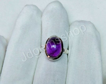 Anello ovale in ametista fatto a mano: anello boho in argento sterling 925