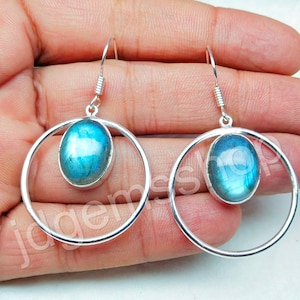 Labradorite gemstone earrings 925 sterling silver unique design earrings for women handmade earrings gift for her labradorite jewelry
