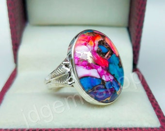 Oyster Turquoise Ring, Spiny Oyster Copper Turquoise Ring, Turquoise Ring, Silver Ring, Handmade Ring, Women Ring, Oyster Ring JR107