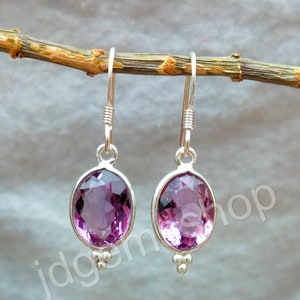 Amethyst Earrings, 925 Sterling Silver Earrings, Gemstone Earrings, Amethyst Jewelry, Natural Amethyst Earring, Women Jewelry JD 287