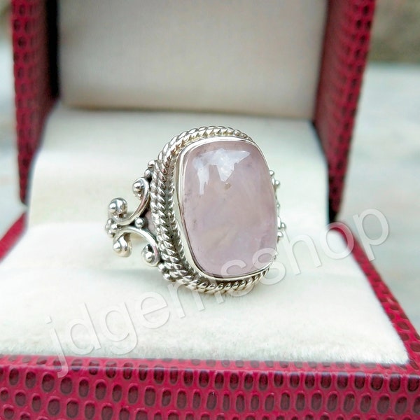 Natural Rose Quartz Ring, Rose Quartz Ring, Rose Quartz Silver Ring,Dainty Rose Quartz Ring, Handmade Ring, Rose Quartz Jewelry  JR231
