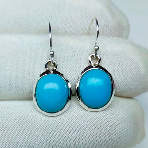 Arizona Turquoise 925 Silver Earrings Genuine Arizona Turquoise Earrings Dangle Earrings Everyday Jewelry For Her