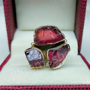 Garnet Ring, Raw Garnet Ring, Rough Garnet Ring, Rough Stone Ring, Raw Stone Ring, Natural Red Garnet Ring, Raw Stone Ring, JR96