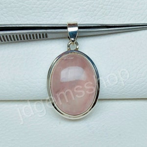 Rose Quartz Pendant, 925 Sterling Silver Pendant, Rose Quartz Stone Pendant, Natural Rose Quartz, Pink Rose Quartz Pendant,  P51